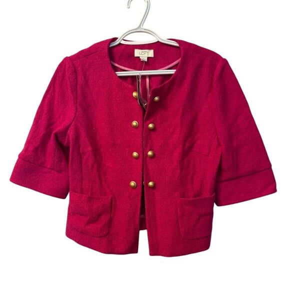 Ann Taylor Loft NWT Women's Pink Wool Blend Blazer Jacket Size M 3/4 Sleeve - Picture 1 of 6